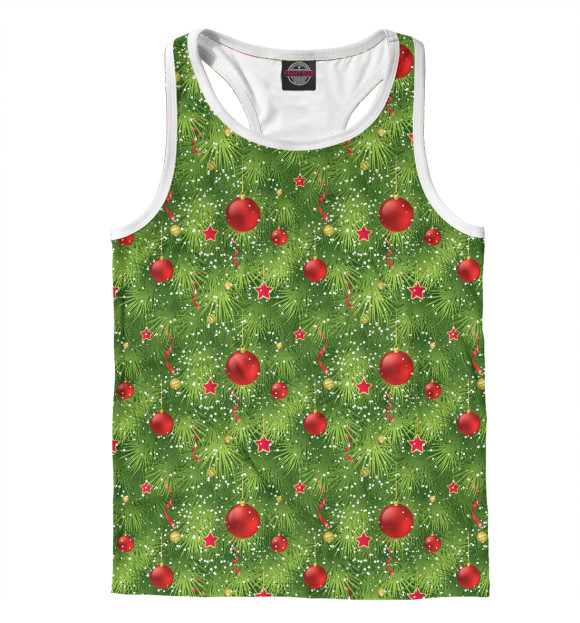 Мужская майка-борцовка с изображением Новый Год цвета Белый