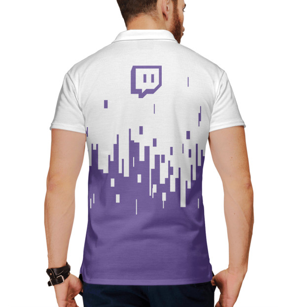 Мужское поло с изображением Twitch цвета Белый