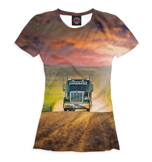 Футболка для девочек с изображением Грузовик цвета Белый