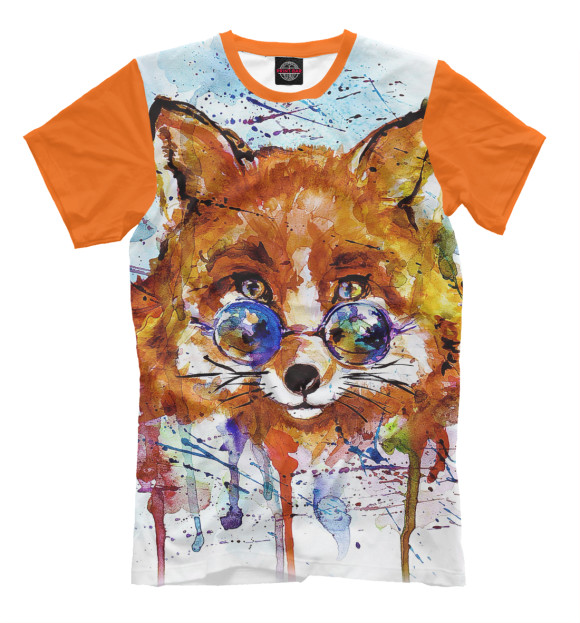 Мужская футболка с изображением Яркая лисица цвета Молочно-белый