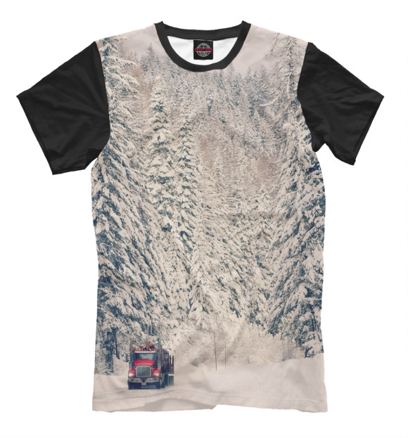 Мужская футболка с изображением Зима цвета Бежевый