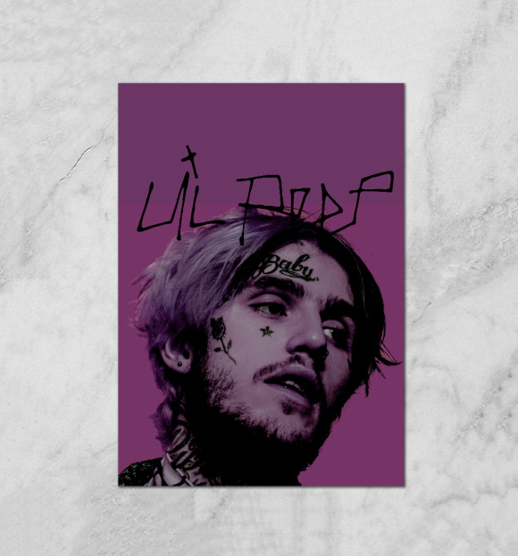 Плакат с притом lil peep 1996- 2017 цвета Белый Плакат с изображением lil peep 1996- 2017 цвета Белый