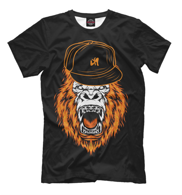 Мужская футболка с изображением Огненная горилла цвета Белый