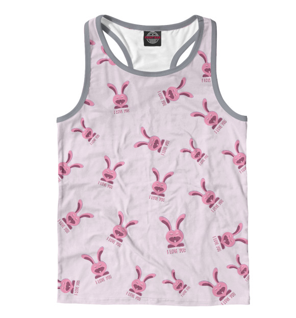 Мужская майка-борцовка с изображением Кролики розовые цвета Белый