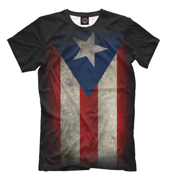 Мужская футболка с изображением Пуэрто-Рико цвета Черный