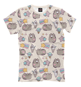 Мужская футболка Pusheen, Звезды и Мороженое