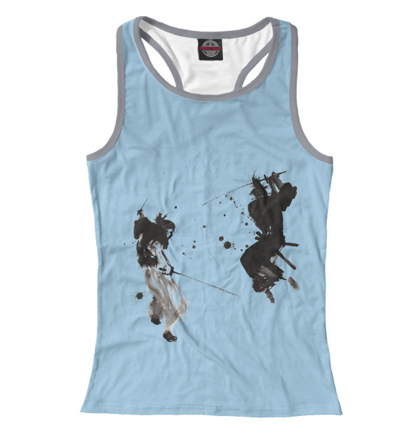 Женская майка-борцовка с изображением Самураи цвета Белый