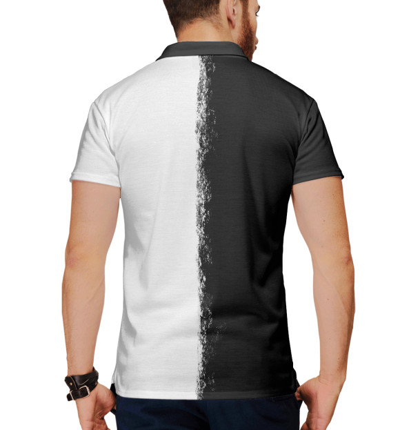 Мужское поло с притом Чёрное-белое цвета Белый Мужское поло с изображением Чёрное-белое цвета Белый