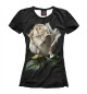 Женская футболка Белая роза на темном фоне