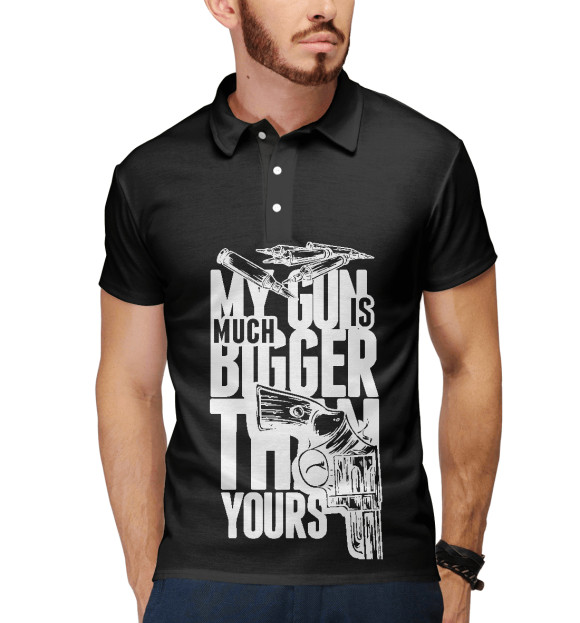 Мужское поло с изображением Мой Пистолет Больше 3 цвета Белый