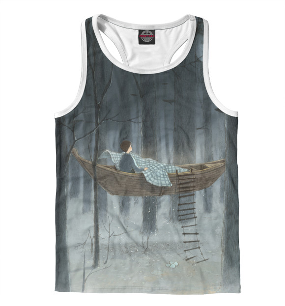 Мужская майка-борцовка с изображением Убежище в лесу цвета Белый