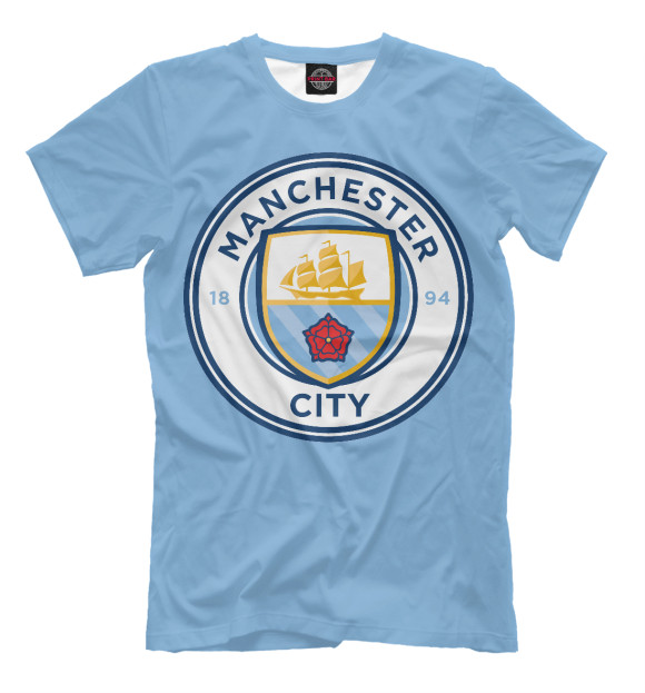 Футболка для мальчиков с изображением Манчестер Сити цвета Грязно-голубой