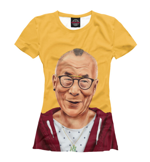 Женская футболка с изображением Dalai Lama цвета Белый