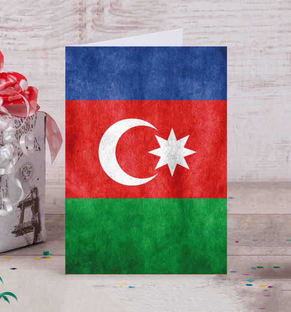 Открытка с изображением Флаг Азербайджана цвета Белый
