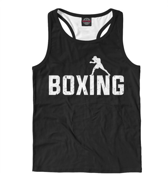 Мужская майка-борцовка с изображением Бокс цвета Белый