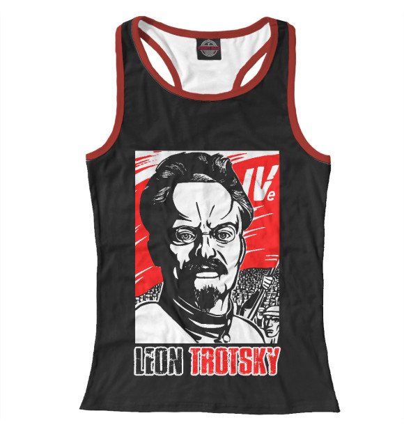 Женская майка-борцовка с изображением Лев Троцкий цвета Белый