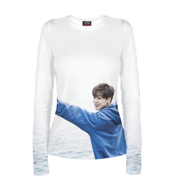 Женский лонгслив с изображением Jimin BTS цвета Белый