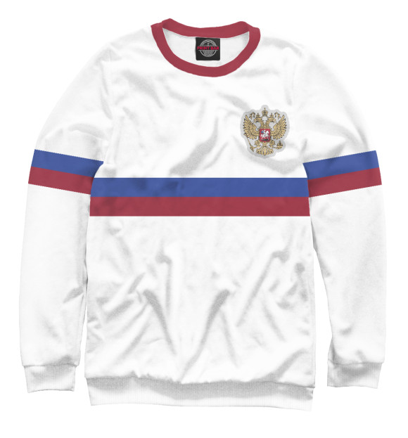 Мужской свитшот с изображением Сборная России гостевая цвета Белый