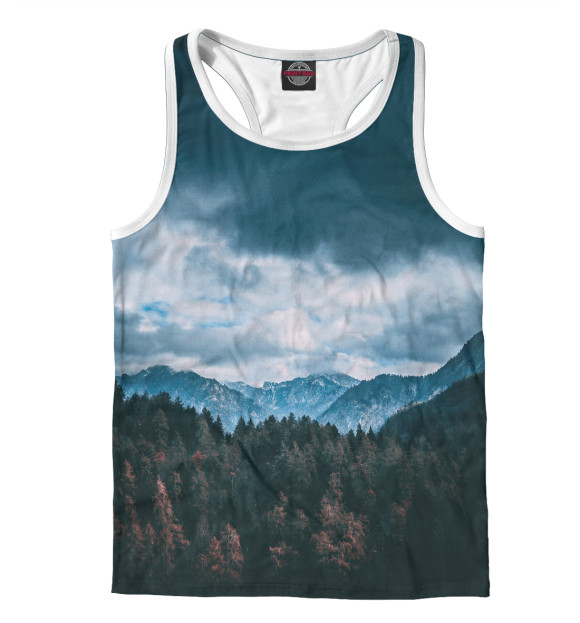 Мужская майка-борцовка с изображением Лес цвета Белый