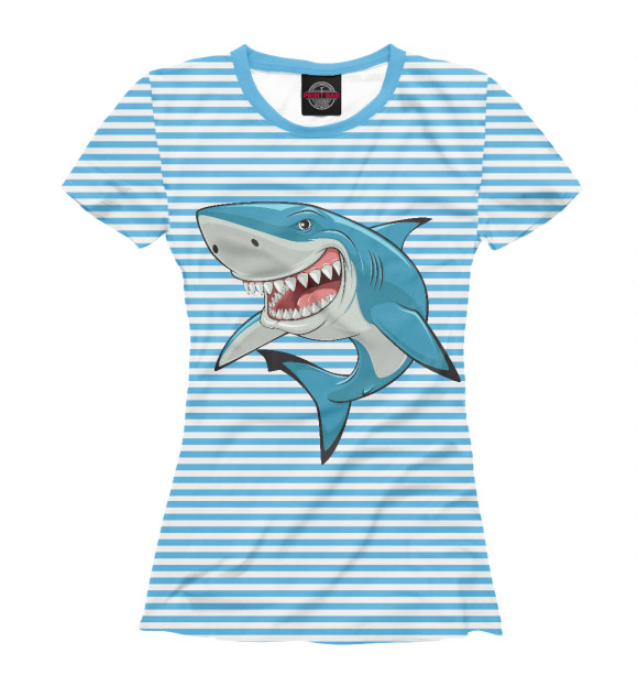 Женская футболка с изображением Акула и тельняшка цвета Белый