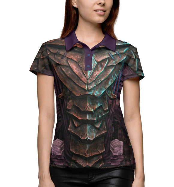 Женское поло с притом Dragon priest armor цвета Белый Женское поло с изображением Dragon priest armor цвета Белый