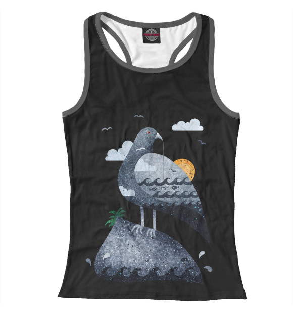 Женская майка-борцовка с изображением Голубь цвета Белый