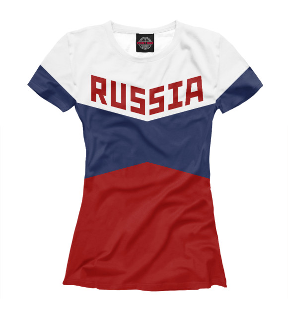 Женская футболка с изображением Russia цвета Белый