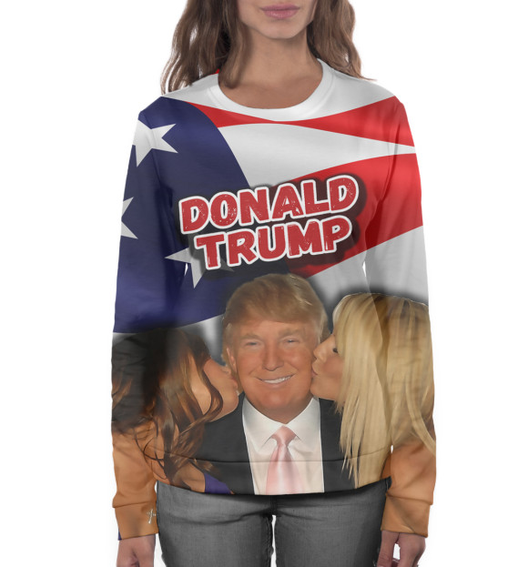 Женский свитшот с изображением Дональд Трамп цвета Белый
