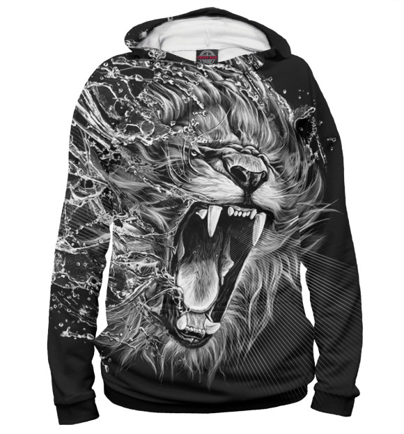 Мужское худи с изображением Lion цвета Белый