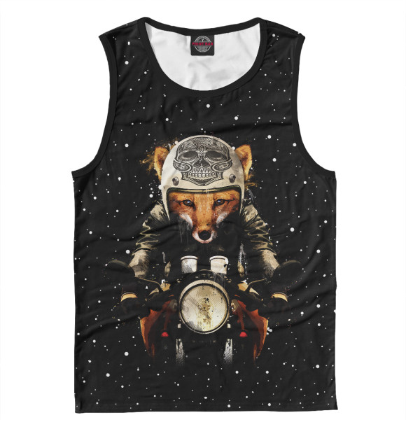 Майка для мальчика с изображением Лис байкер цвета Белый