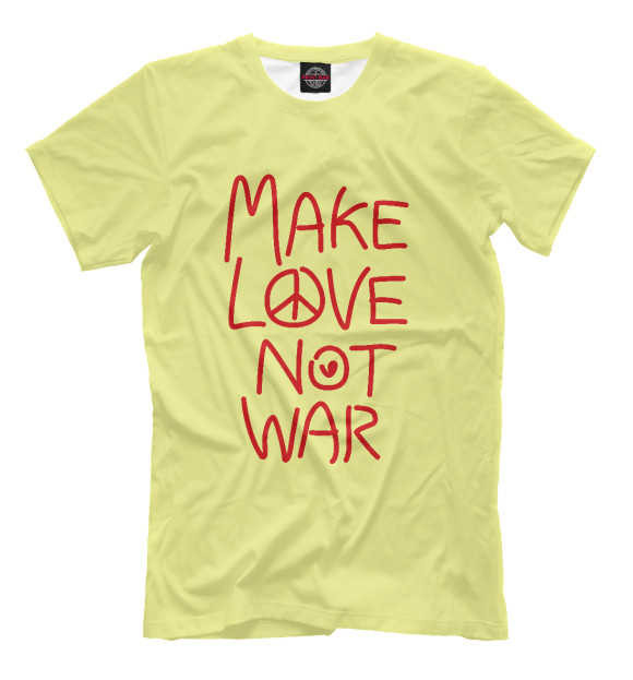 Мужская футболка с изображением Make Love Not War цвета Бежевый