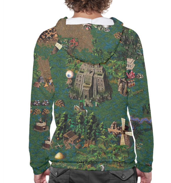 Мужское худи с изображением Герои Меча и Магии цвета Белый