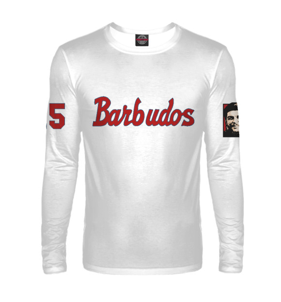 Мужской лонгслив с изображением Barbudos (Бородачи) цвета Белый