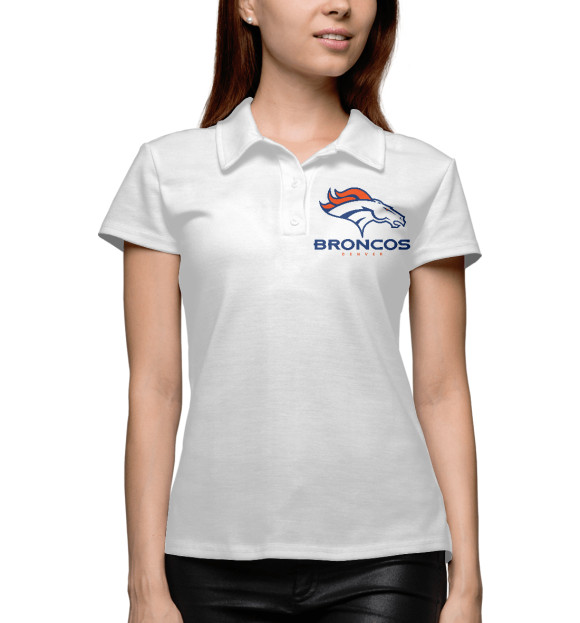 Женское поло с изображением Denver Broncos - Денвер Бронкос цвета Белый