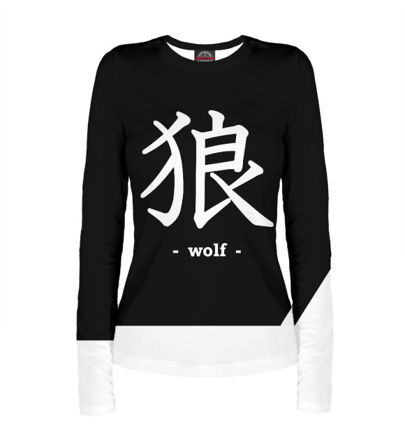 Женский лонгслив с изображением Wolf цвета Белый