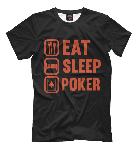 Мужская футболка с изображением Eat Sleep Poker цвета Черный