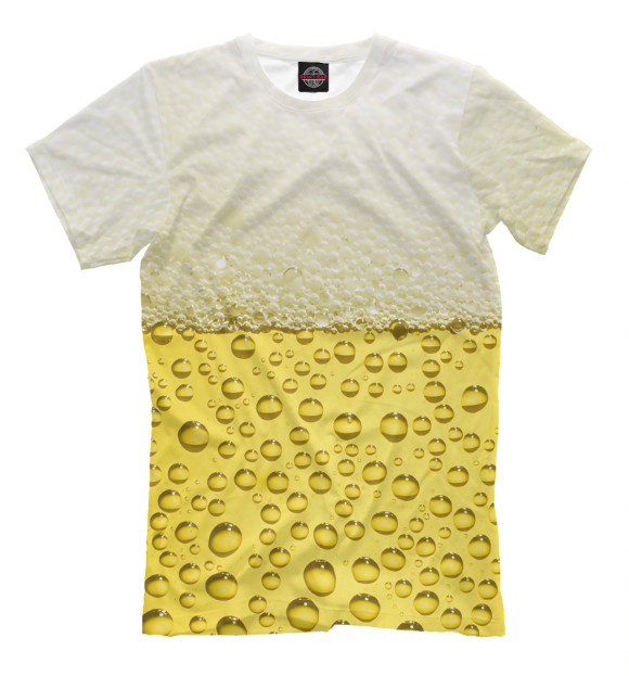 Мужская футболка с изображением Пиво цвета Молочно-белый