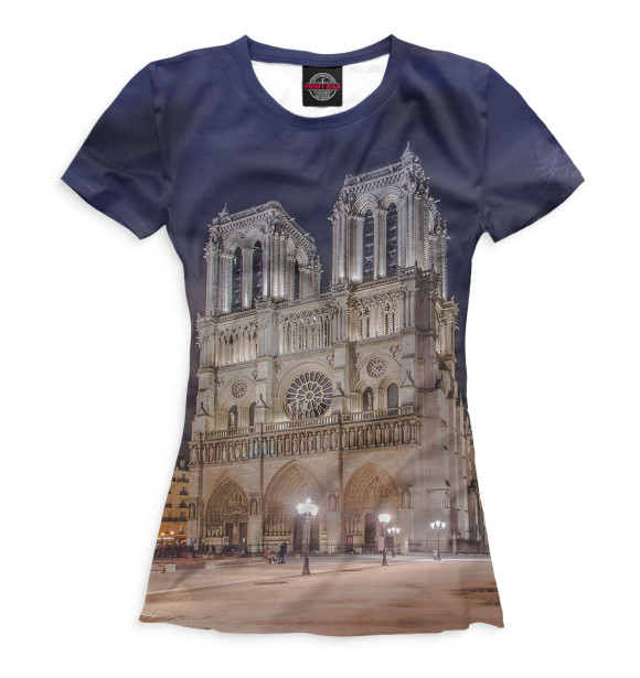 Женская футболка с изображением Собор Парижской Богоматери цвета Белый