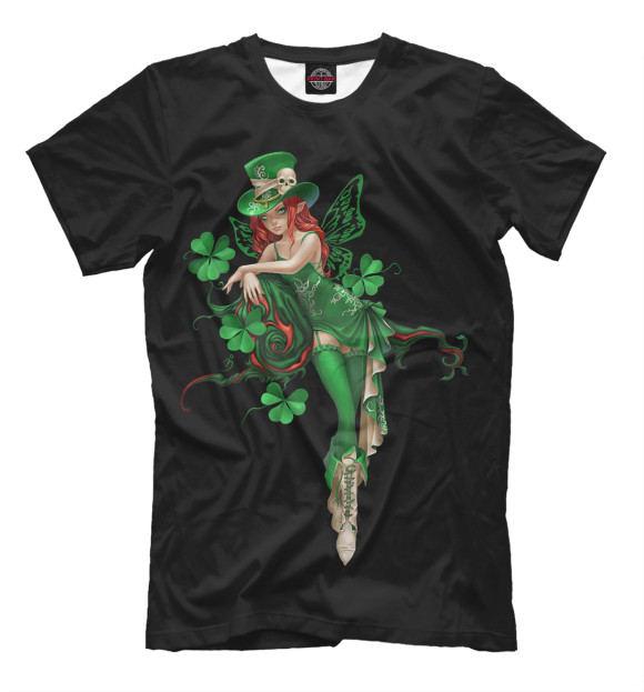 Мужская футболка с изображением Ирландия, фея цвета Черный