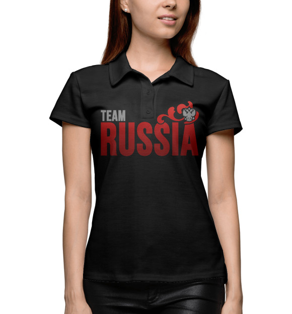 Женское поло с изображением Team Russia цвета Белый