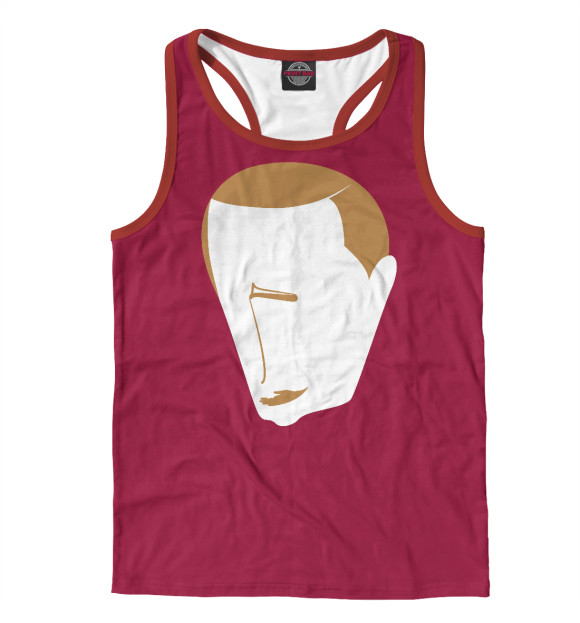 Мужская майка-борцовка с изображением Лицо арт цвета Белый