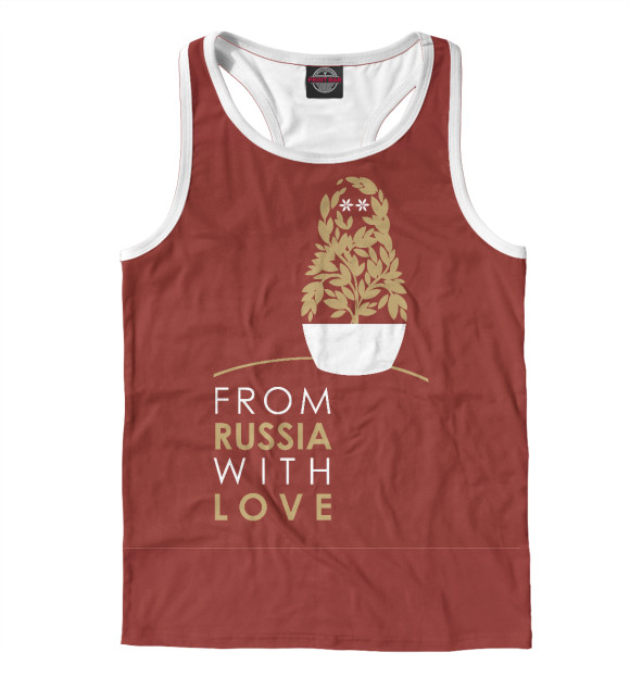 Мужская майка-борцовка с изображением Россия цвета Белый