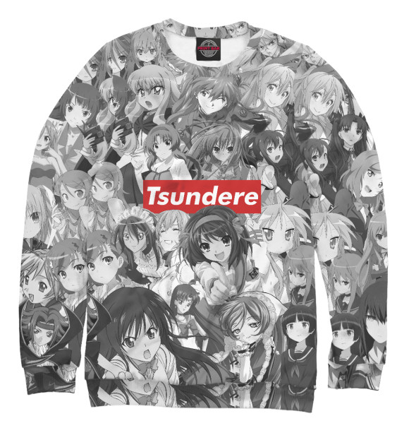 Свитшот для девочек с изображением Anime Tsundere цвета Белый