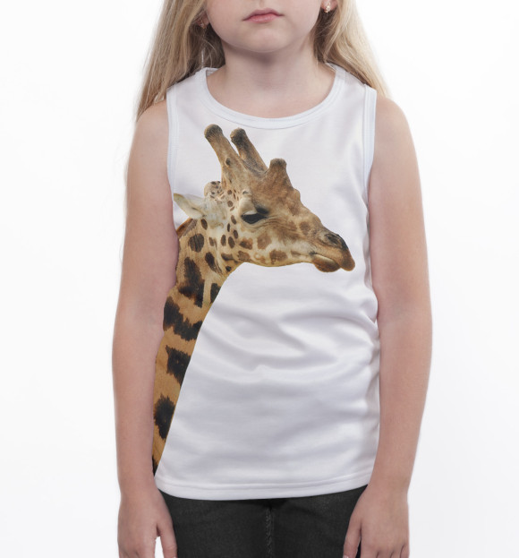 Майка для девочки с изображением Жираф цвета Белый