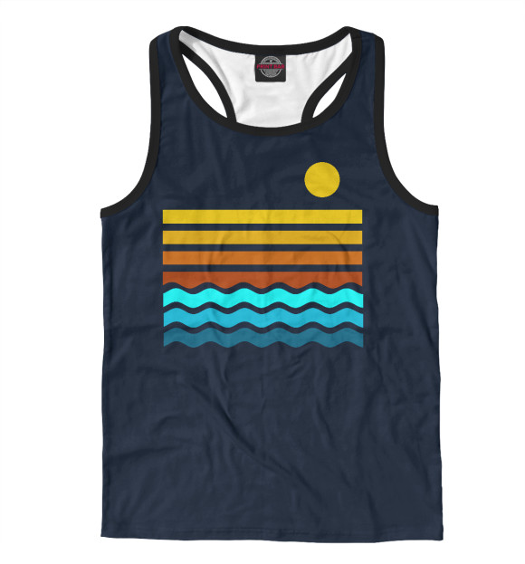 Мужская майка-борцовка с изображением Закат на море цвета Белый