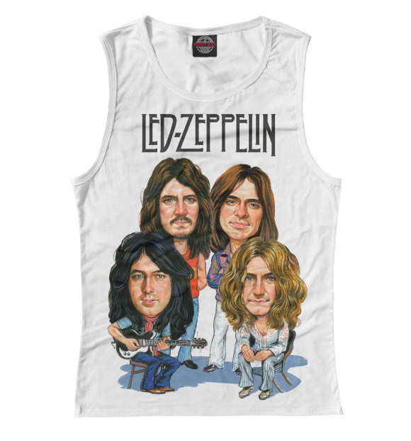 Майка для девочки с изображением Led Zeppelin цвета Белый
