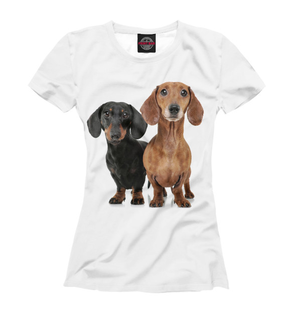 Женская футболка с изображением Таксы цвета Белый