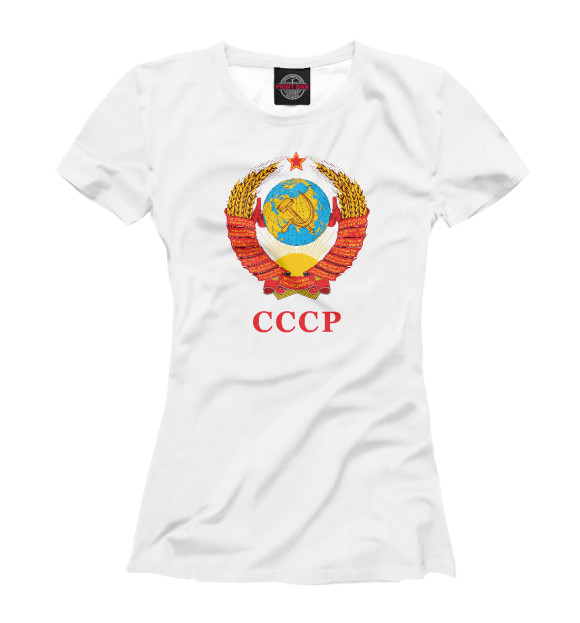 Женская футболка с изображением Герб Советского Союза цвета Белый