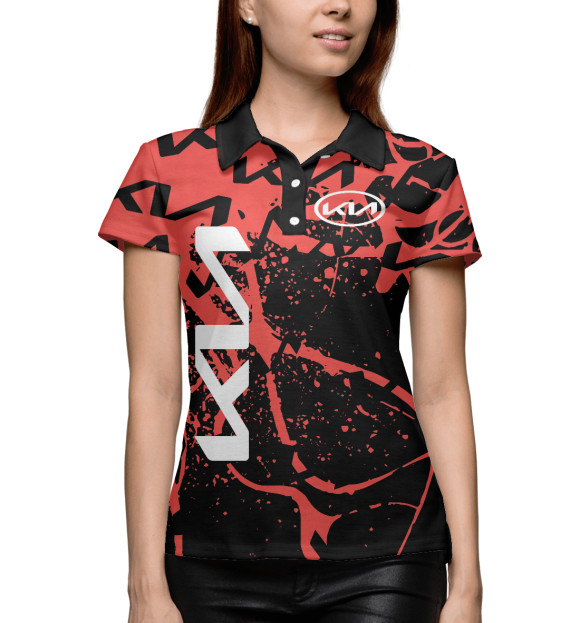 Женское поло с изображением KIA цвета Белый