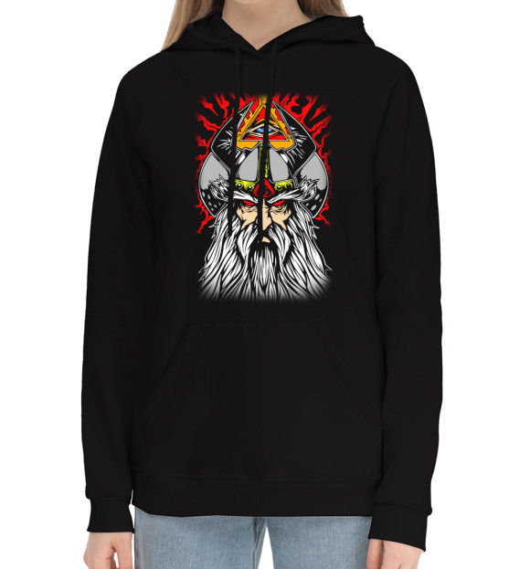 Женский хлопковый худи с изображением Один цвета Черный